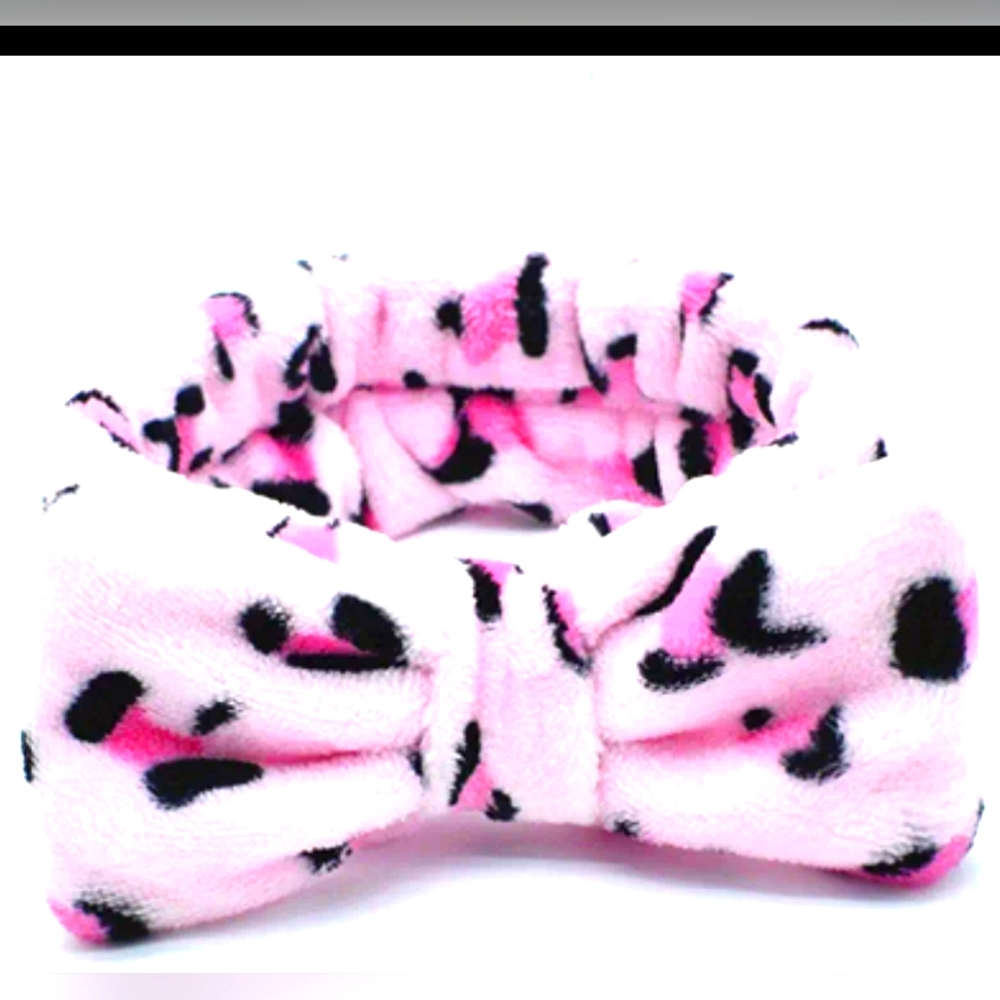 Pink Leopard Print Facial Makeup Hair Bow